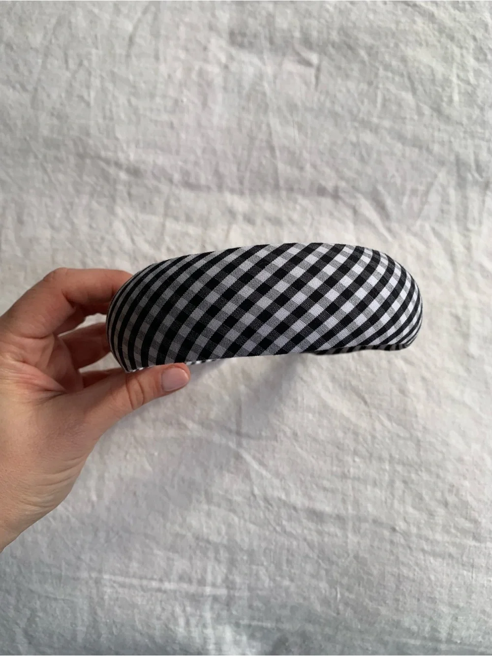 Doen Jeanie Cloth Padded Headband Hair Gingham Boho Black White